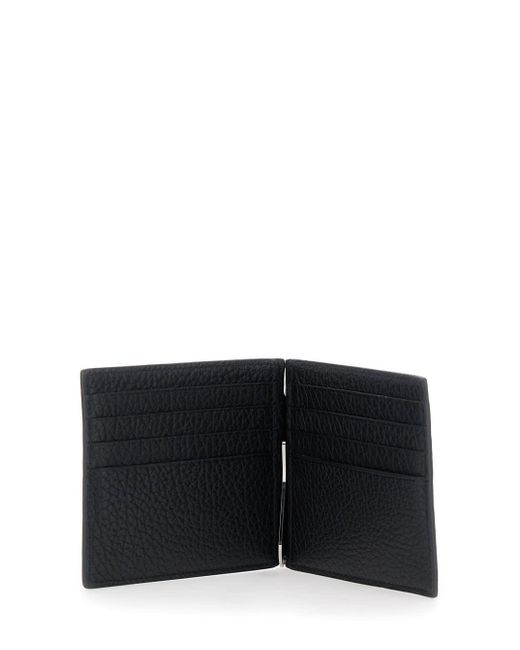 Tom Ford Black Bi-Fold Wallet With T Detail On The Front And Embossed Logo On The Rear for men