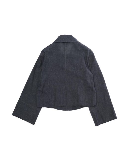 Emporio Armani Blue Double-Breasted Jacket Linen Blazers