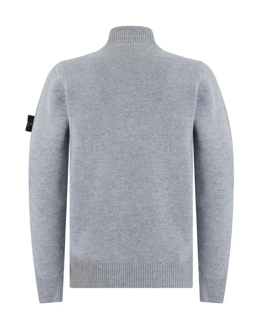 Stone Island Gray High-Neck Sweater Virgin Wool for men