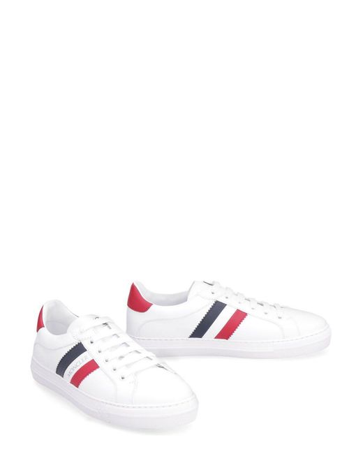 Moncler White Stripe-Detail Low-Top Sneakers