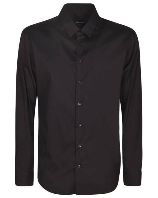 Giorgio Armani Black Long-Sleeved Buttoned Shirt for men