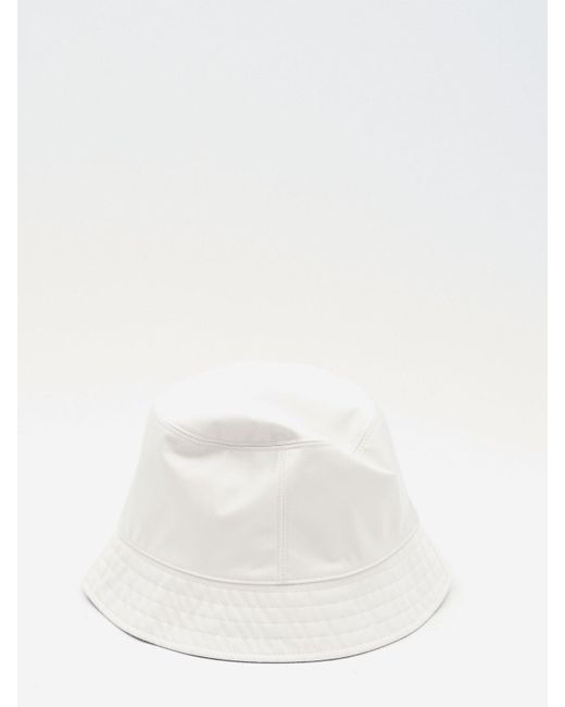 Moncler White Bucket Hat With Logo