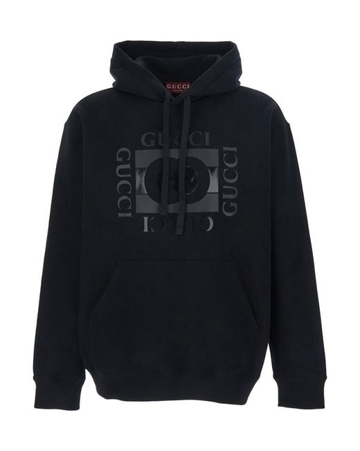 Gucci Blue Hooded Sweatshirt Cotton Sweatshirts for men