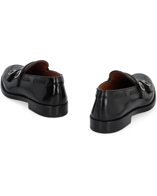 Doucal's Black Leather Monk-Strap Shoes for men