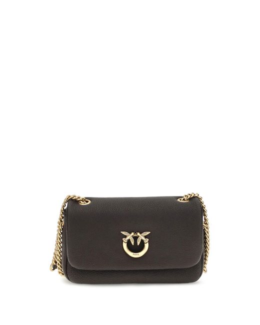 Pinko Gray Shoulder Bag Click Soft Horizontal Chain Mn. Marasca/Antique Calf Leather