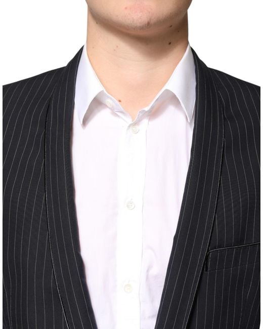 Dolce & Gabbana Blue Stripes 1 Button Suit Jacket Blazer for men