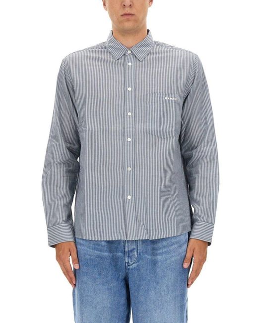 Isabel Marant Gray Striped Button-Up Shirt for men