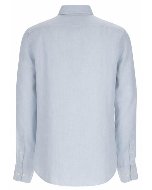 120% Lino Blue Linen Shirt for men