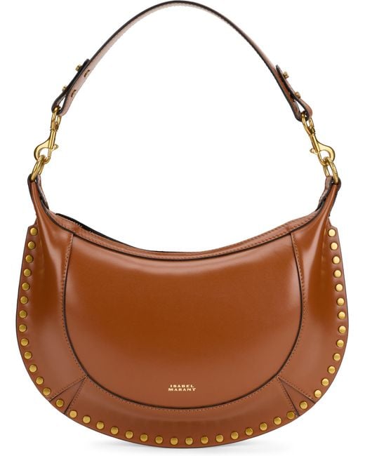 Isabel Marant Brown Shoulder Bag Oskan Moon Brushed Leather Calfskin