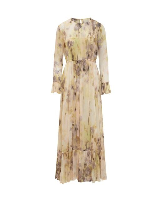 Jucca Natural Long Dress With Flounce