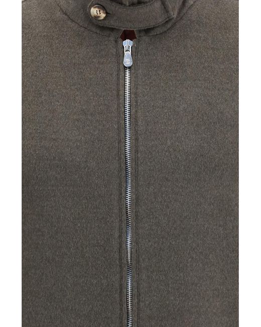 Brunello Cucinelli Gray Wool Zip Jacket With High Collar Merino Ovis Aries for men