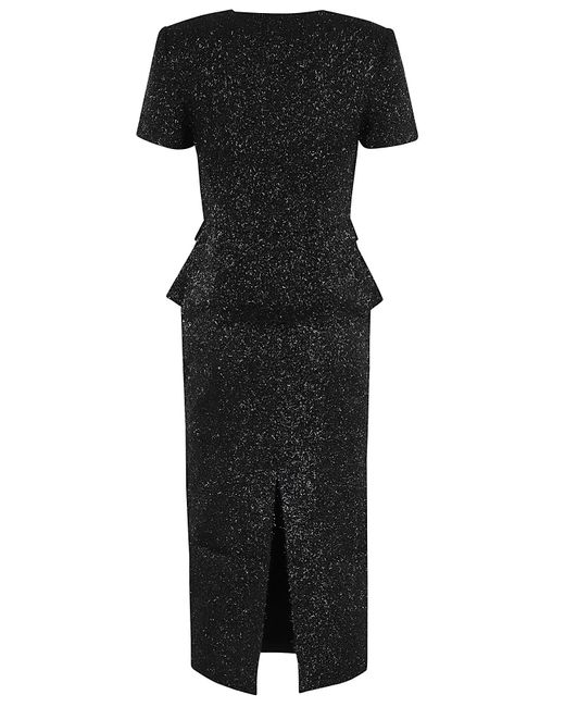 Self-Portrait素敵Black Tinsel Boucle Tailored ミディスカート Black Tinsel Boucle Tailored Midi Dress | Self-Portrait