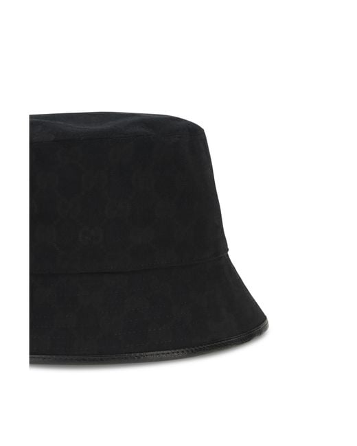 Gucci Black Gg Cotton Canvas Bucket Hat Polyester; Cotton; Polyamide E Hairbands
