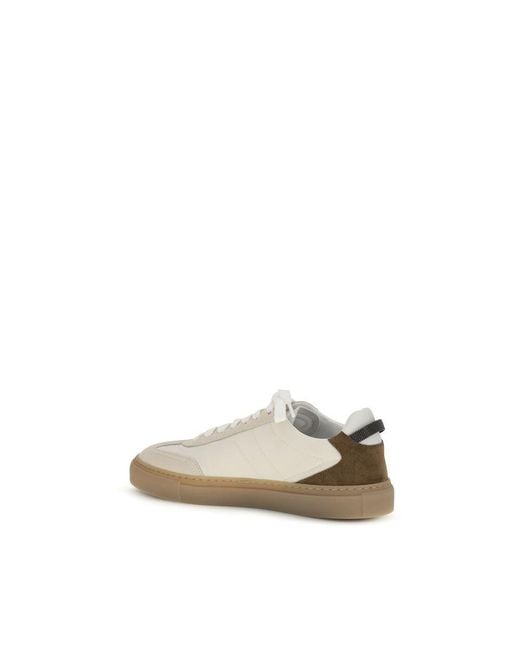 Brunello Cucinelli Natural Beige Calf Leather Bos Taurus Low Top Sneakers