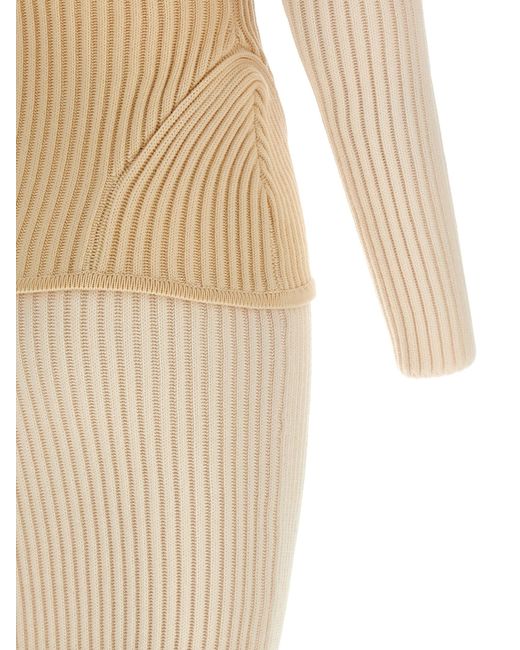 Jean Paul Gaultier Natural Ribbed Merino Wool Corset Dress