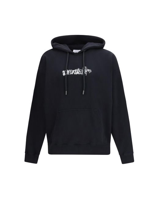 Off-White c/o Virgil Abloh Blue Heraldic Treshold Arrows Skate Hoodie Cotton Sweatshirts for men