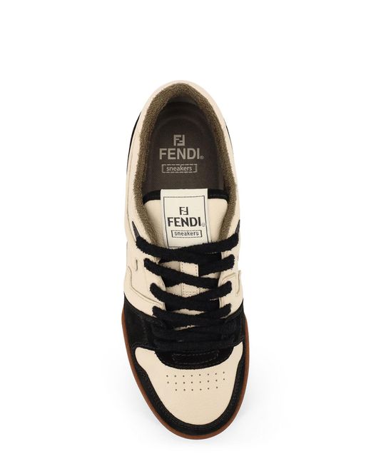Fendi Black Match Leather Low-Top Sneakers for men
