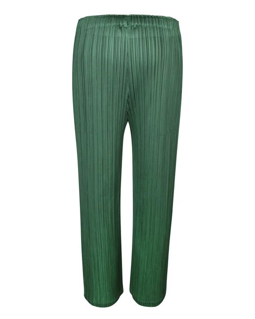 Issey Miyake Green Pleats Please Straight Trousers