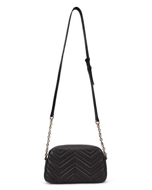 Gucci Black Shoulder Bag Gg Marmont Chevron Nappa Lambskin