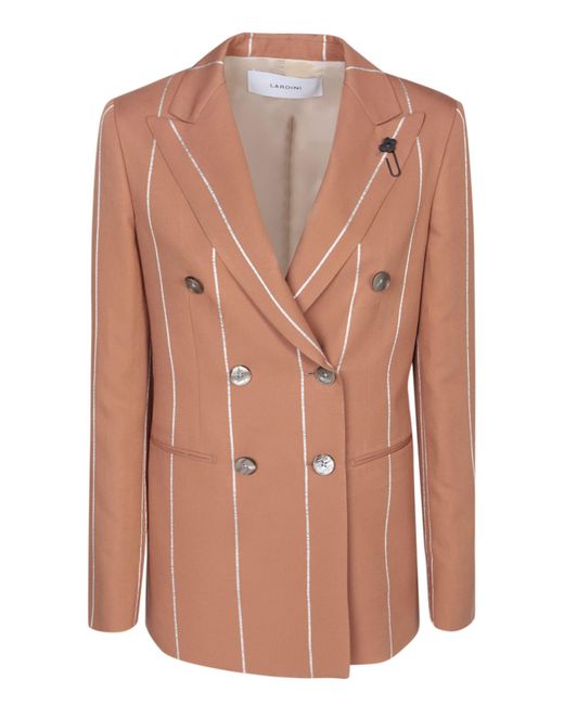Lardini Pink Striped Viscose Double-Breasted Jacket