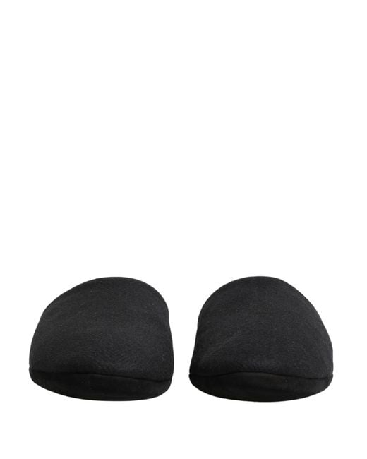 Dolce & Gabbana Black Wool Cashmere Quilted Slippers Shoes for men