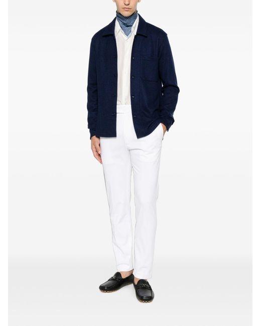 Tom Ford White Stretch Cotton Chino Trousers With Logo Patch On The Back for men