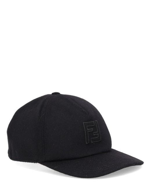 Fendi Black Baseball Hat Wool-Cashmere for men