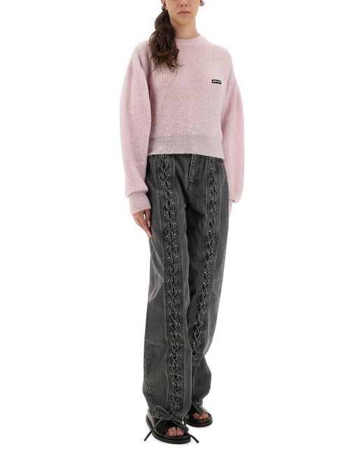 ROTATE BIRGER CHRISTENSEN Pink Wool Puff Sweater Alpaca Jumpers
