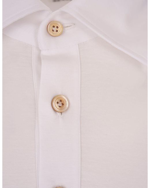 Kiton White Long-Sleeved Polo Shirt for men