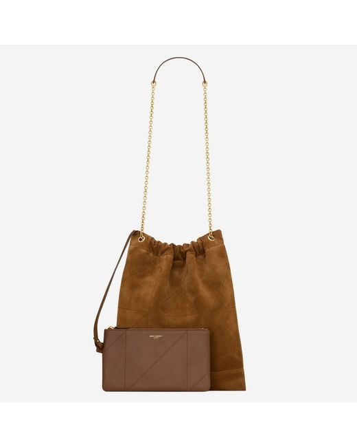 Saint Laurent Brown Jamie Suede Bag Leather Clutch