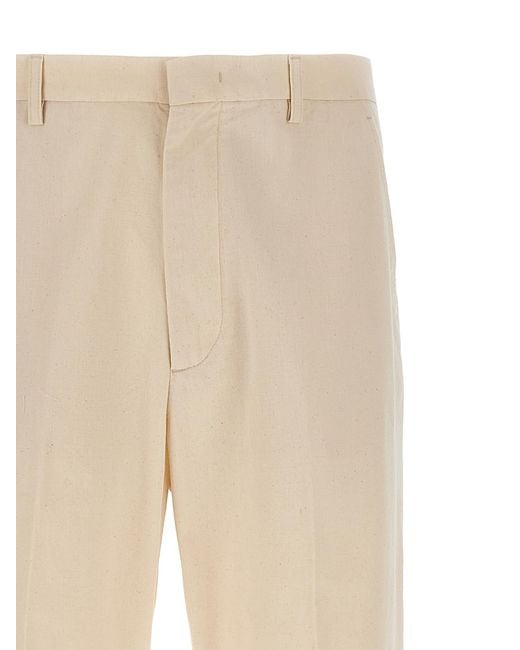 Valentino Garavani Natural Turn-Up Trousers Cotton Pant for men