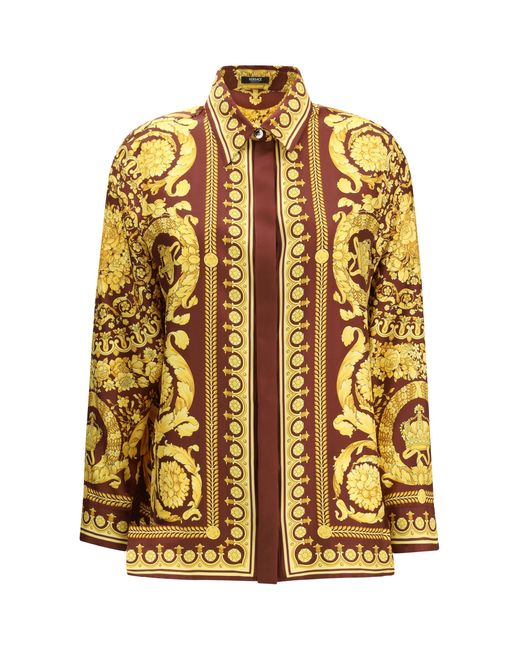 Versace Yellow Shirt Printed Silk Burgundy