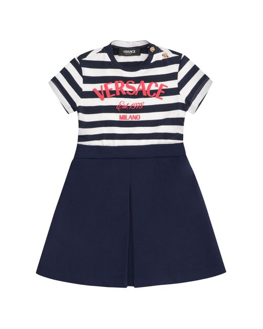 Versace Blue Mini Dress Cotton
