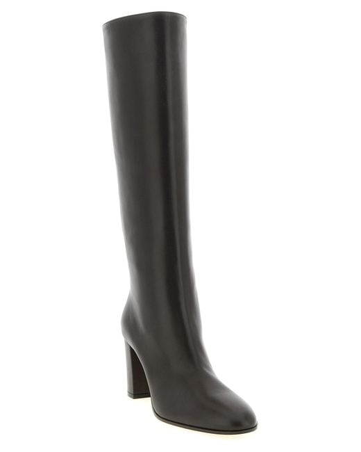 Gianvito Rossi Black Calfskin Over The Knee Shoe