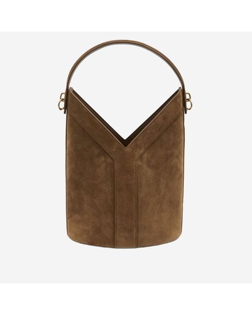 Saint Laurent Green Y Bucket Bag Suede Shoulder