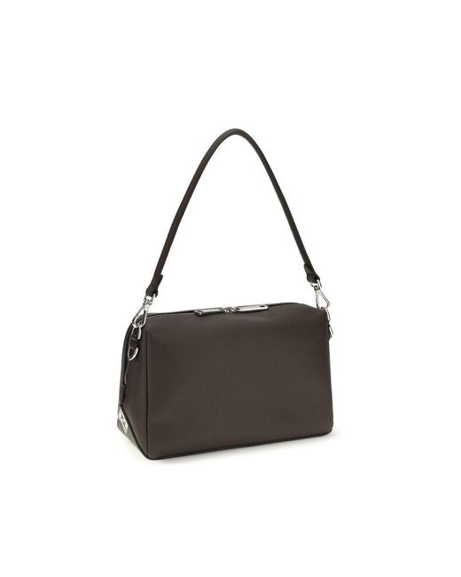 Fendi Black Brown Calf Leather Bos Taurus Shoulder Bag for men
