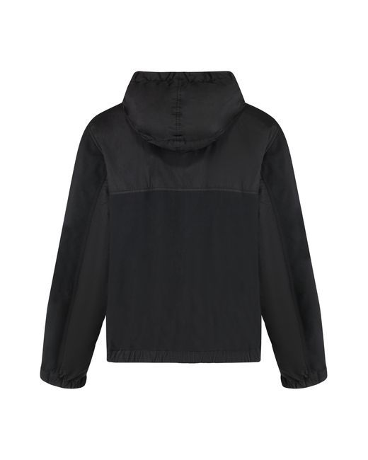 Stone Island Black Hooded Windbreaker Polyamide Raincoats for men