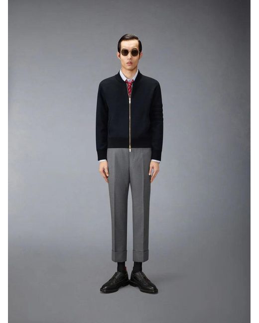 Thom Browne Blue Zip Up Bomber Jacket Merino for men