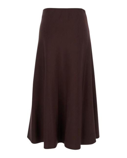Brunello Cucinelli Brown Bordeaux Midi Skirt With High Waist And Flared Hem