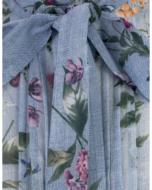 Ermanno Scervino Blue Floral Print Shirt Dress