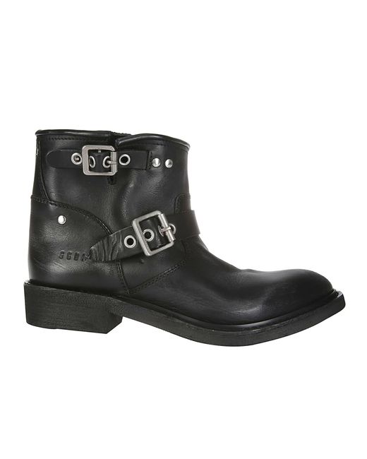 Golden Goose Deluxe Brand Black Buckled Leather Ankle Boots
