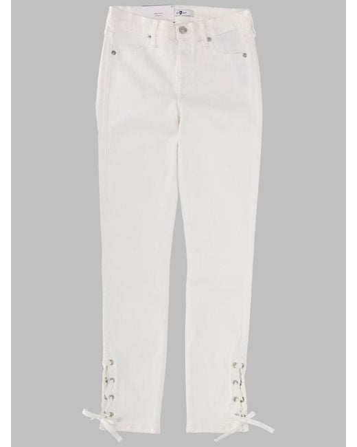 7 For All Mankind White Jeans Cotton Denim Polyester Elastane