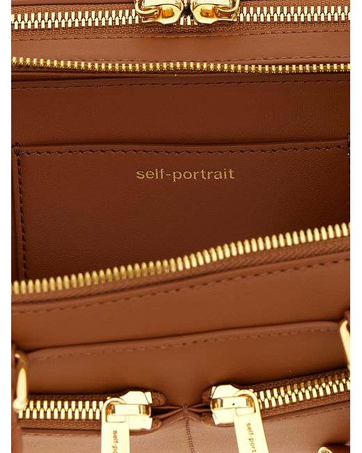 Self-Portrait Brown 'Tan Leather Baguette With Charm' Shoulder Bag