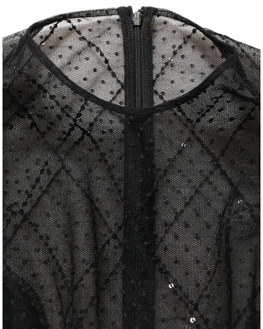 Dolce & Gabbana Black Mesh Lace Long Sleeved Maxi Gown Dress
