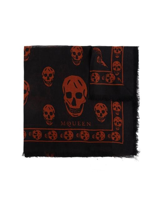 Alexander McQueen Black Scarf With Silk Trim for men