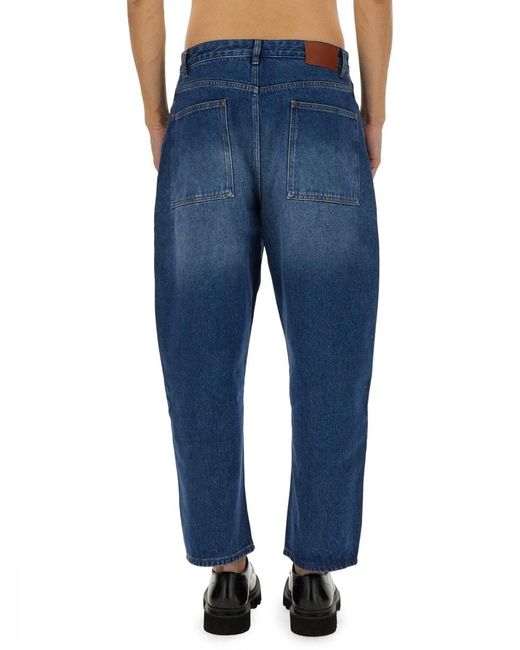 Studio Nicholson Blue Curved Cropped Jeans for men