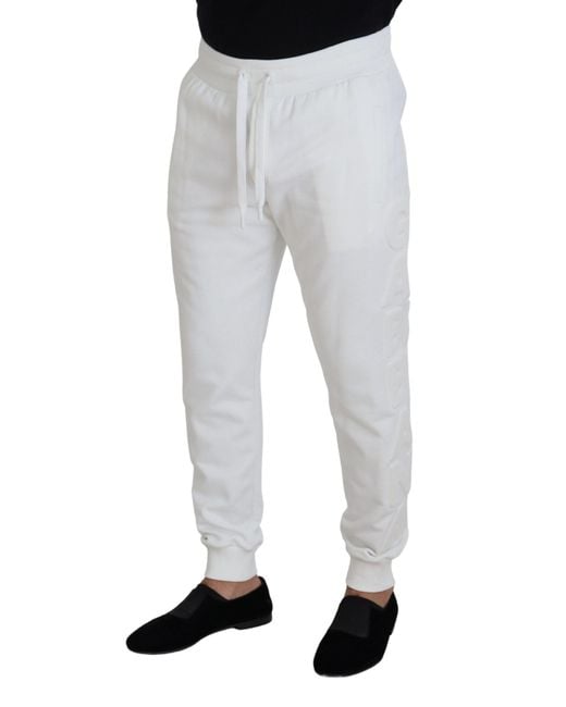 Dolce & Gabbana White Elegant Cotton Sweatpants for men