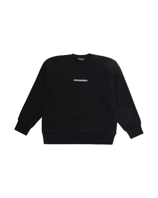 DSquared² Black Crew Neck Sweatshirt Cotton Hoods & Sweatshirts for men