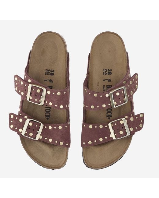 Birkenstock Brown Sandals Arizona Rivet Suede Leather And Cork