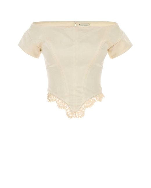 Magda Butrym White Ivory Viscose Blend Top